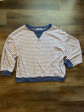 Bucket List Striped Oversized Sweatshirt Women's Size Large